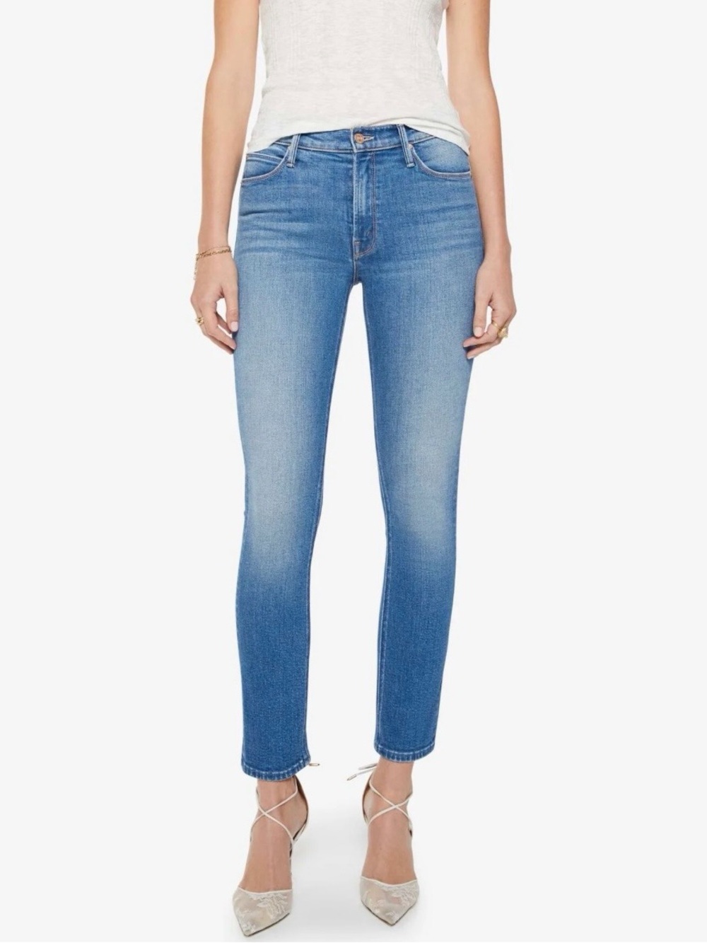 Mother  High-Rise Skinny Jeans in Light Blue Sz 27